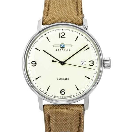 Zeppelin LZ-129 Hindenburg cinturino in plastica riciclata a rete quadrante beige automatico 80645N orologio da uomo