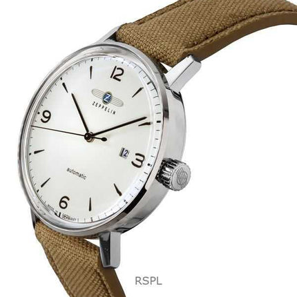 Zeppelin LZ-129 Hindenburg cinturino in plastica riciclata a rete quadrante beige automatico 80645N orologio da uomo
