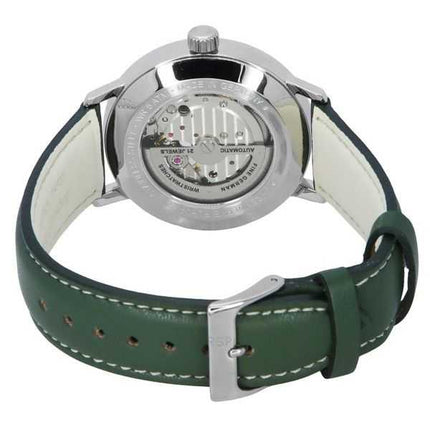 Zeppelin LZ129 Hindenburg cinturino in pelle verde Open Heart quadrante bianco automatico 80661N orologio da uomo