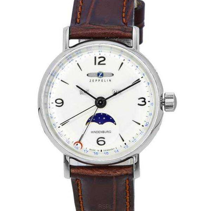 Orologio da uomo Zeppelin LZ 129 Hindenburg con cinturino in pelle Moon Phase quadrante beige al quarzo 80775