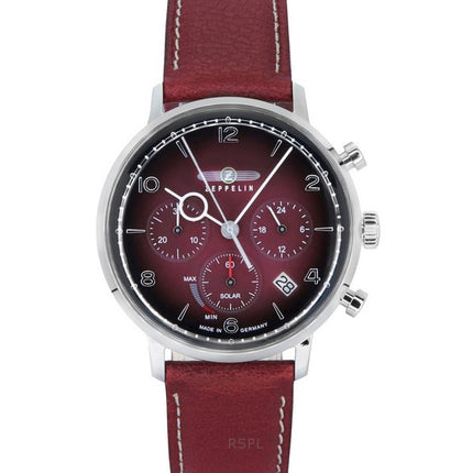 Zeppelin LZ129 Hindenburg Cronografo Cinturino in Pelle Vegana Quadrante Rosso Solare 80862N Orologio da Uomo