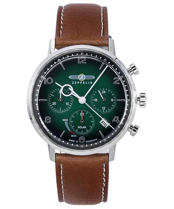 Orologio da uomo Zeppelin LZ129 Hindenburg cronografo quadrante biogranulato verde scuro solare 80864N