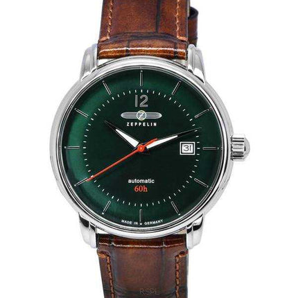 Zeppelin LZ 120 Bodensee cinturino in pelle quadrante verde scuro automatico 81604 orologio da uomo