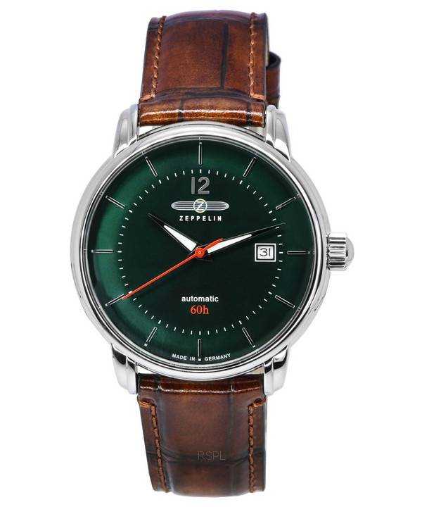 Zeppelin LZ 120 Bodensee cinturino in pelle quadrante verde scuro automatico 81604 orologio da uomo