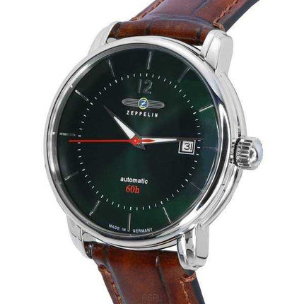 Zeppelin LZ 120 Bodensee cinturino in pelle quadrante verde scuro automatico 81604 orologio da uomo