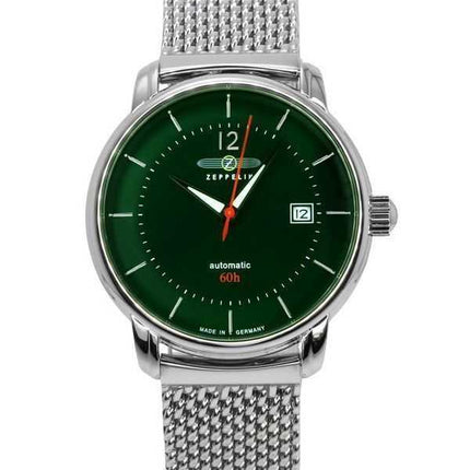 Orologio da uomo Zeppelin LZ120 Bodensee in acciaio inossidabile con quadrante verde automatico 8160M4