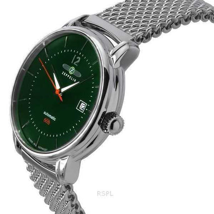 Orologio da uomo Zeppelin LZ120 Bodensee in acciaio inossidabile con quadrante verde automatico 8160M4