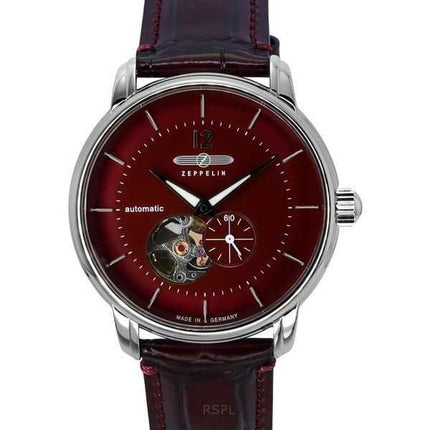 Zeppelin LZ 120 Bodensee Cinturino in pelle Rosso Quadrante a cuore aperto Orologio automatico 81665 da uomo