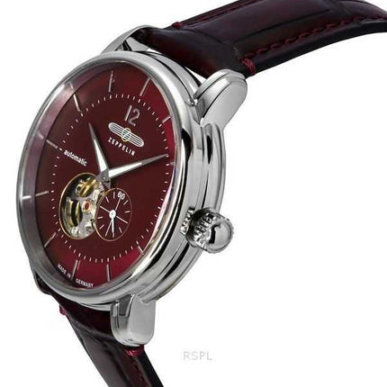 Zeppelin LZ 120 Bodensee Cinturino in pelle Rosso Quadrante a cuore aperto Orologio automatico 81665 da uomo
