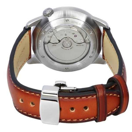 Zeppelin Flatline cinturino in pelle marrone quadrante verde scuro automatico 83664 orologio da uomo