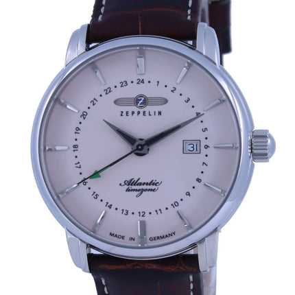 Orologio da uomo Zeppelin Atlantic quadrante beige con cinturino in pelle al quarzo 8442-5 84425