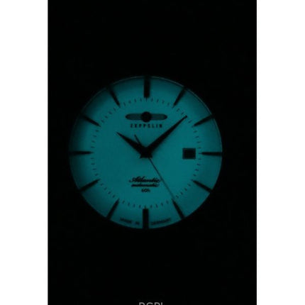 Orologio da uomo Zeppelin Atlantic con cinturino in pelle e quadrante beige completamente luminoso, automatico, 84605