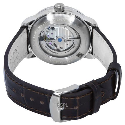 Orologio da uomo Zeppelin Atlantic con cinturino in pelle e quadrante beige completamente luminoso, automatico, 84605