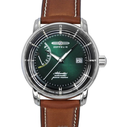 Orologio da uomo Zeppelin Atlantic con cinturino in pelle e quadrante verde scuro automatico 84624
