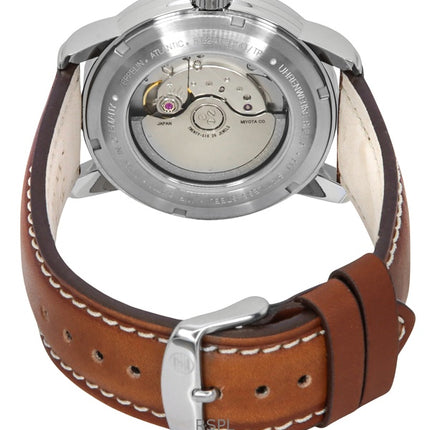 Orologio da uomo Zeppelin Atlantic con cinturino in pelle e quadrante verde scuro automatico 84624