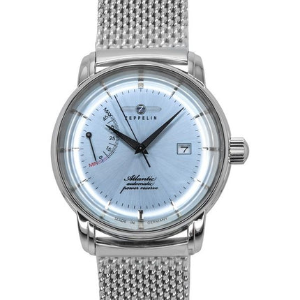 Orologio da uomo Zeppelin Atlantic in acciaio inossidabile con quadrante blu ghiaccio automatico 8462M6