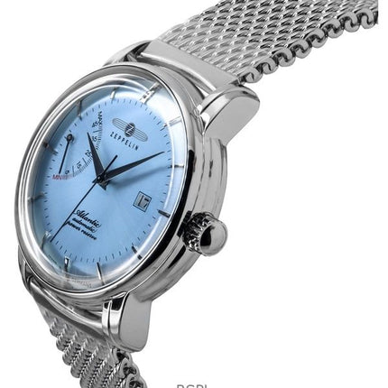 Orologio da uomo Zeppelin Atlantic in acciaio inossidabile con quadrante blu ghiaccio automatico 8462M6