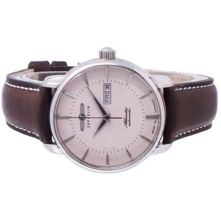 Zeppelin Atlantic quadrante beige cinturino in pelle automatico 8466-5 84665 orologio da uomo