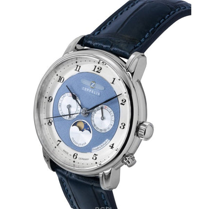 Orologio da uomo Zeppelin Friedrichshafen con cinturino in pelle blu e quadrante blu al quarzo 85363