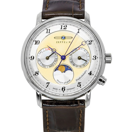Zeppelin Friedrichshafen cinturino in pelle quadrante oro quarzo 85375 orologio da donna