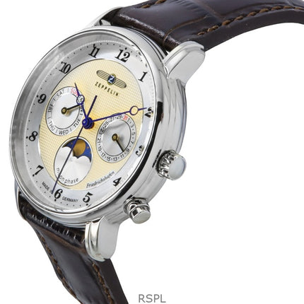Zeppelin Friedrichshafen cinturino in pelle quadrante oro quarzo 85375 orologio da donna