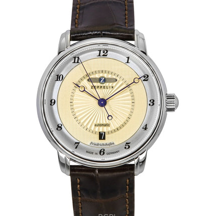 Orologio da uomo Zeppelin Friedrichshafen con cinturino in pelle e quadrante color oro automatico 85565