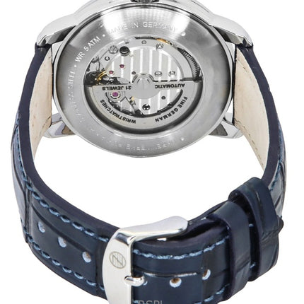 Orologio da uomo Zeppelin Friedrichshafen con cinturino in pelle blu e quadrante a cuore aperto, automatico, 85663