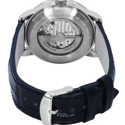 Orologio da uomo Zeppelin Friedrichshafen con cinturino in pelle argento e quadrante a cuore aperto, automatico, 85664
