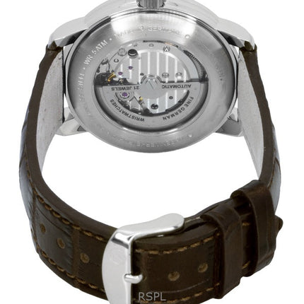 Orologio da uomo Zeppelin Friedrichshafe con cinturino in pelle marrone, quadrante oro e cuore aperto, automatico, 85665