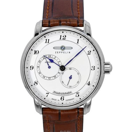 Orologio da uomo Zeppelin Friedrichshafen con cinturino in pelle e quadrante bianco automatico 85681