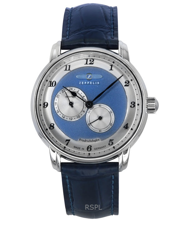 Orologio da uomo Zeppelin Friedrichshafen con cinturino in pelle e quadrante blu automatico 85683