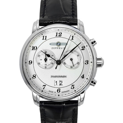 Zeppelin Friedrichshafen cinturino in pelle quadrante argento quarzo 85844 orologio da uomo