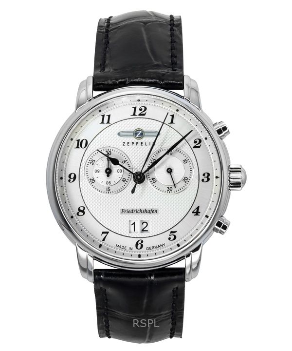 Zeppelin Friedrichshafen cinturino in pelle quadrante argento quarzo 85844 orologio da uomo