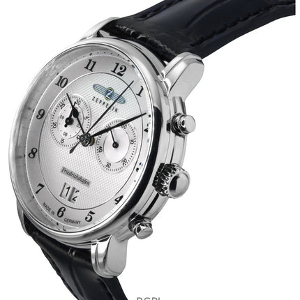 Zeppelin Friedrichshafen cinturino in pelle quadrante argento quarzo 85844 orologio da uomo