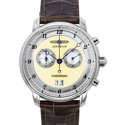 Zeppelin Friedrichshafen Cronografo Cinturino in Pelle Quadrante Oro Quarzo 85845 Orologio da Uomo