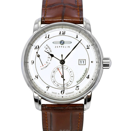 Orologio da uomo Zeppelin Friedrichshafen con cinturino in pelle e quadrante bianco automatico 85901