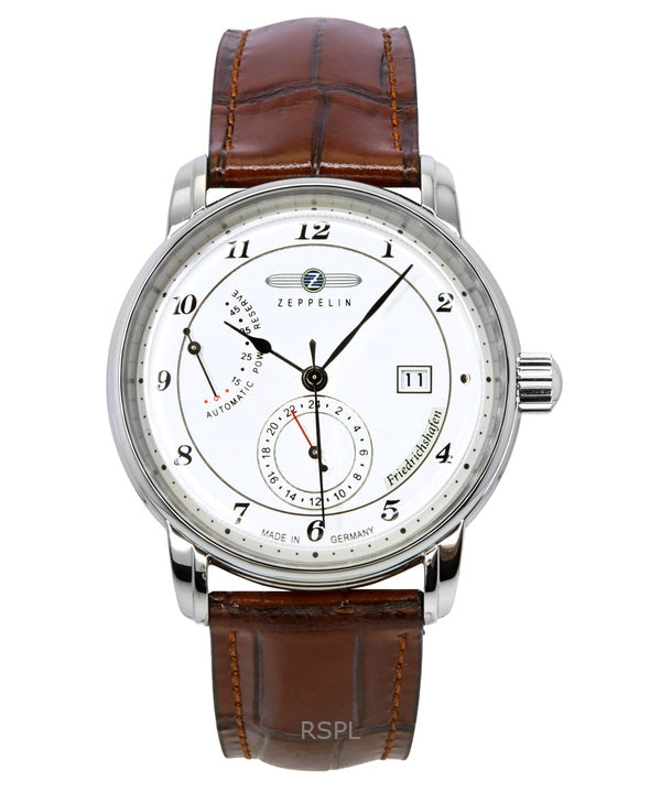 Orologio da uomo Zeppelin Friedrichshafen con cinturino in pelle e quadrante bianco automatico 85901