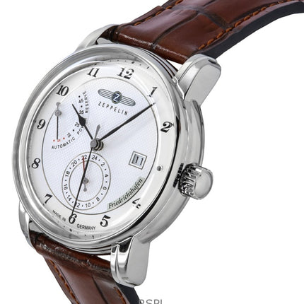 Orologio da uomo Zeppelin Friedrichshafen con cinturino in pelle e quadrante bianco automatico 85901