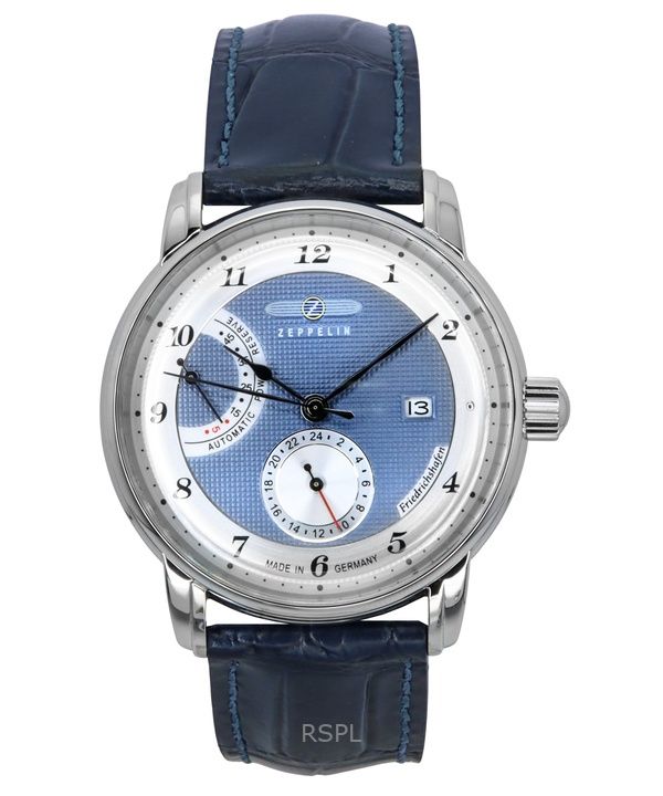 Orologio da uomo Zeppelin Friedrichshafen con cinturino in pelle e quadrante blu automatico 85903