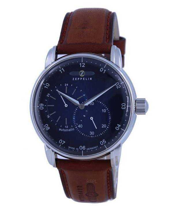 Zeppelin New Captain&#39;s Line quadrante blu cinturino in pelle automatico 8662-3 86623 orologio da uomo