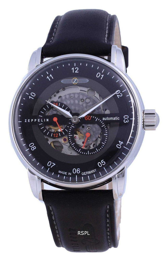 Zeppelin Captain&#39;s Line Skeleton Leather Automatic 8664-2 86642 Orologio da uomo