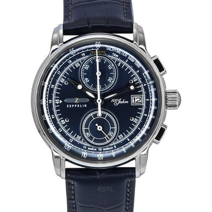 Orologio da uomo Zeppelin 100 Jahre cronografo cinturino in pelle quadrante blu al quarzo 86703