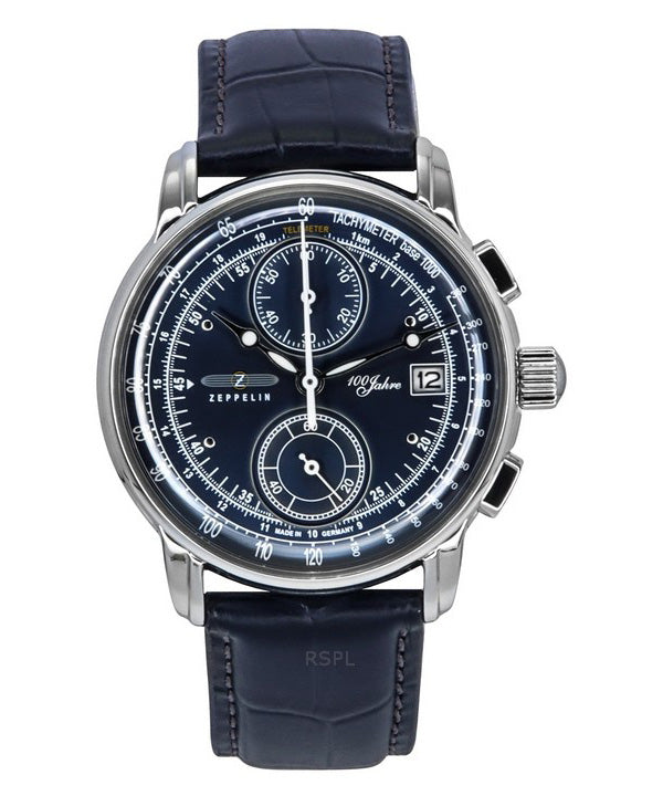 Orologio da uomo Zeppelin 100 Jahre cronografo cinturino in pelle quadrante blu al quarzo 86703