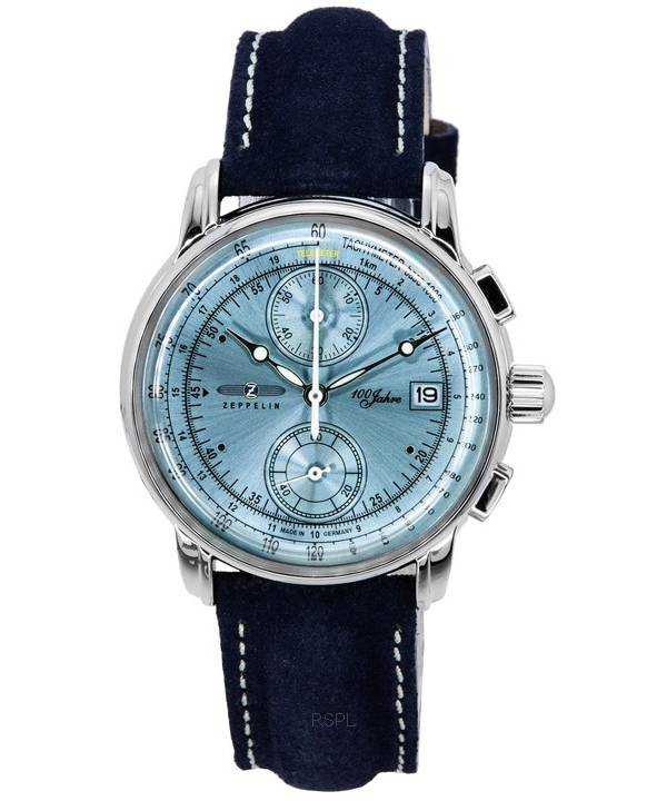 Orologio da uomo Zeppelin 100 Jahre cronografo cinturino in pelle quadrante blu ghiaccio quarzo 86704