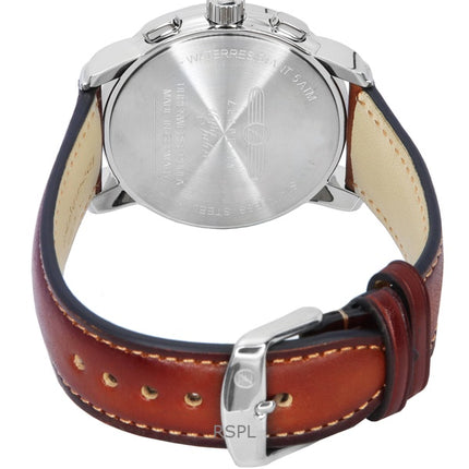 Orologio da uomo Zeppelin 100 Jahre cronografo cinturino in pelle quadrante bianco quarzo 86761