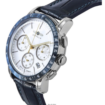 Zeppelin New York Cronografo Cinturino in Pelle Quadrante Bianco Quarzo 88781 Orologio da Uomo