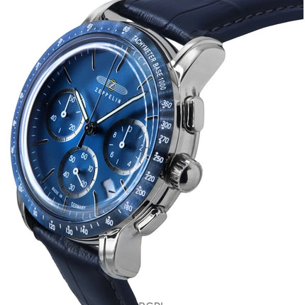 Zeppelin New York Cronografo Cinturino in Pelle Quadrante Blu Quarzo 88783 Orologio da Uomo