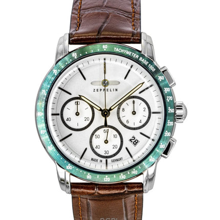 Zeppelin New York Cronografo Cinturino in Pelle Quadrante Bianco Quarzo 88784 Orologio da Uomo