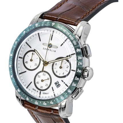 Zeppelin New York Cronografo Cinturino in Pelle Quadrante Bianco Quarzo 88784 Orologio da Uomo