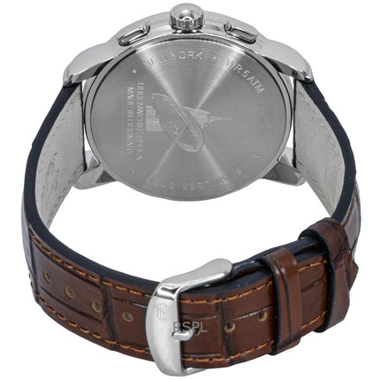 Zeppelin New York Cronografo Cinturino in Pelle Quadrante Bianco Quarzo 88784 Orologio da Uomo